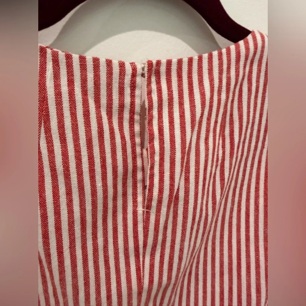 ❤️ J.Crew Red & White Striped Linen Blend Sleeveless Top Size 0 ✨
